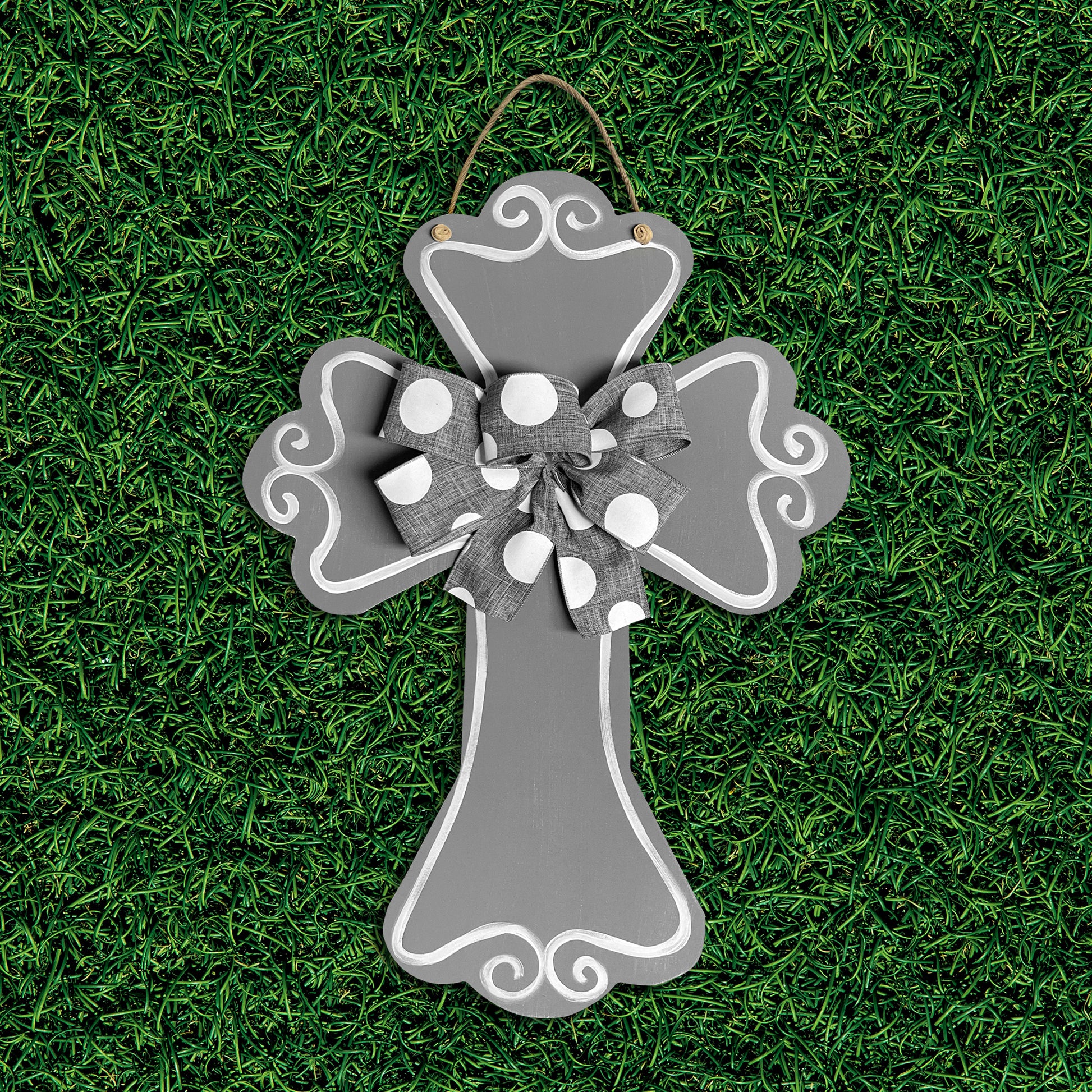 Cross - Scalloped, Grey (Loop design)