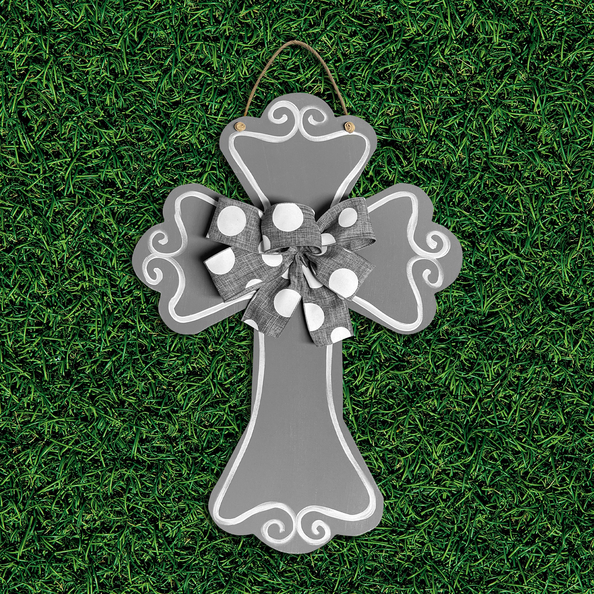 Cross - Scalloped, Grey (Loop design)