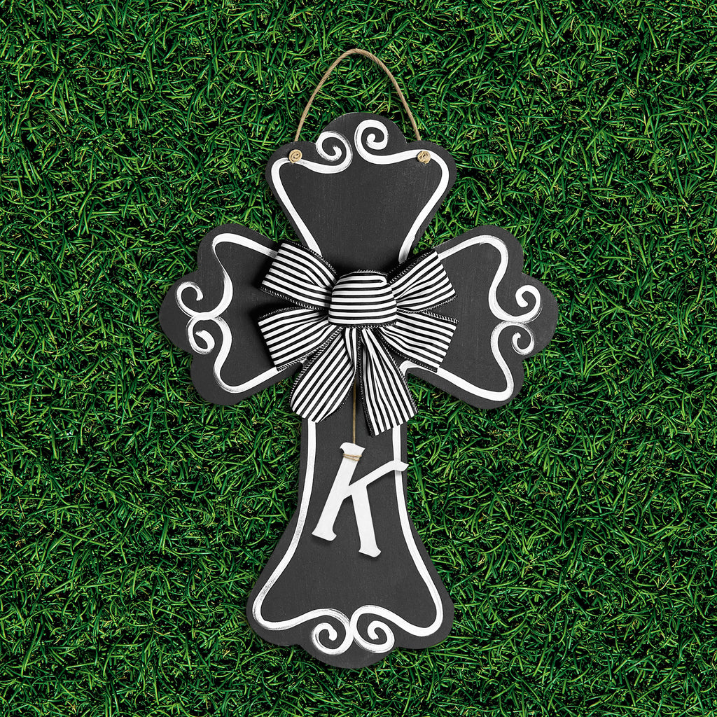 cross - scalloped, black (loop design)