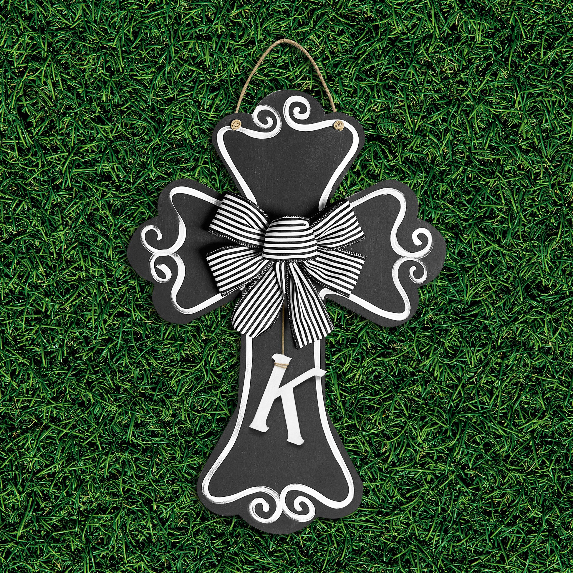 cross - scalloped, black (loop design)