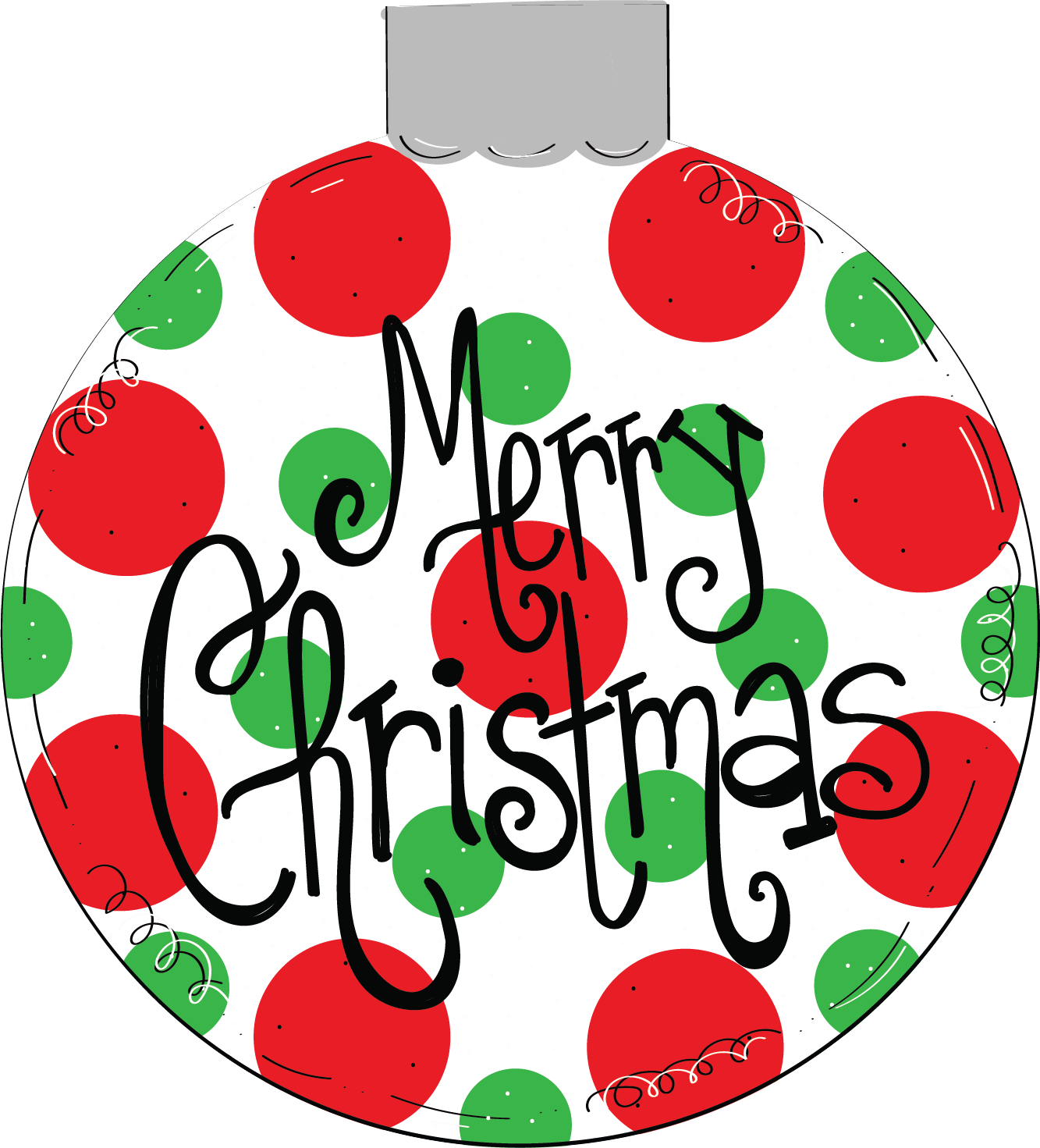 Christmas Ornament Round - Red and Green Polka Dot