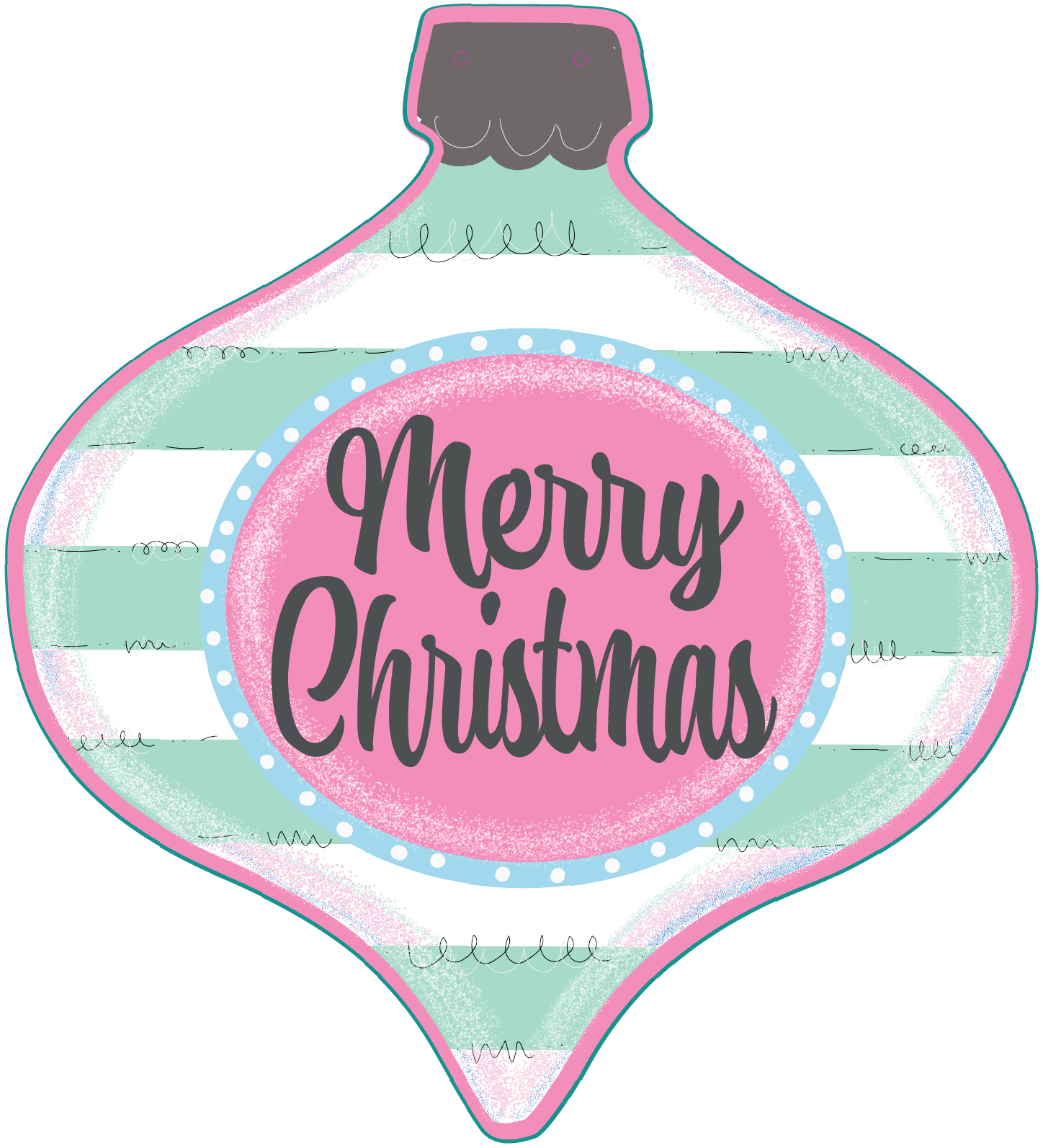 Christmas Ornament Top Shape - Pink and Mint