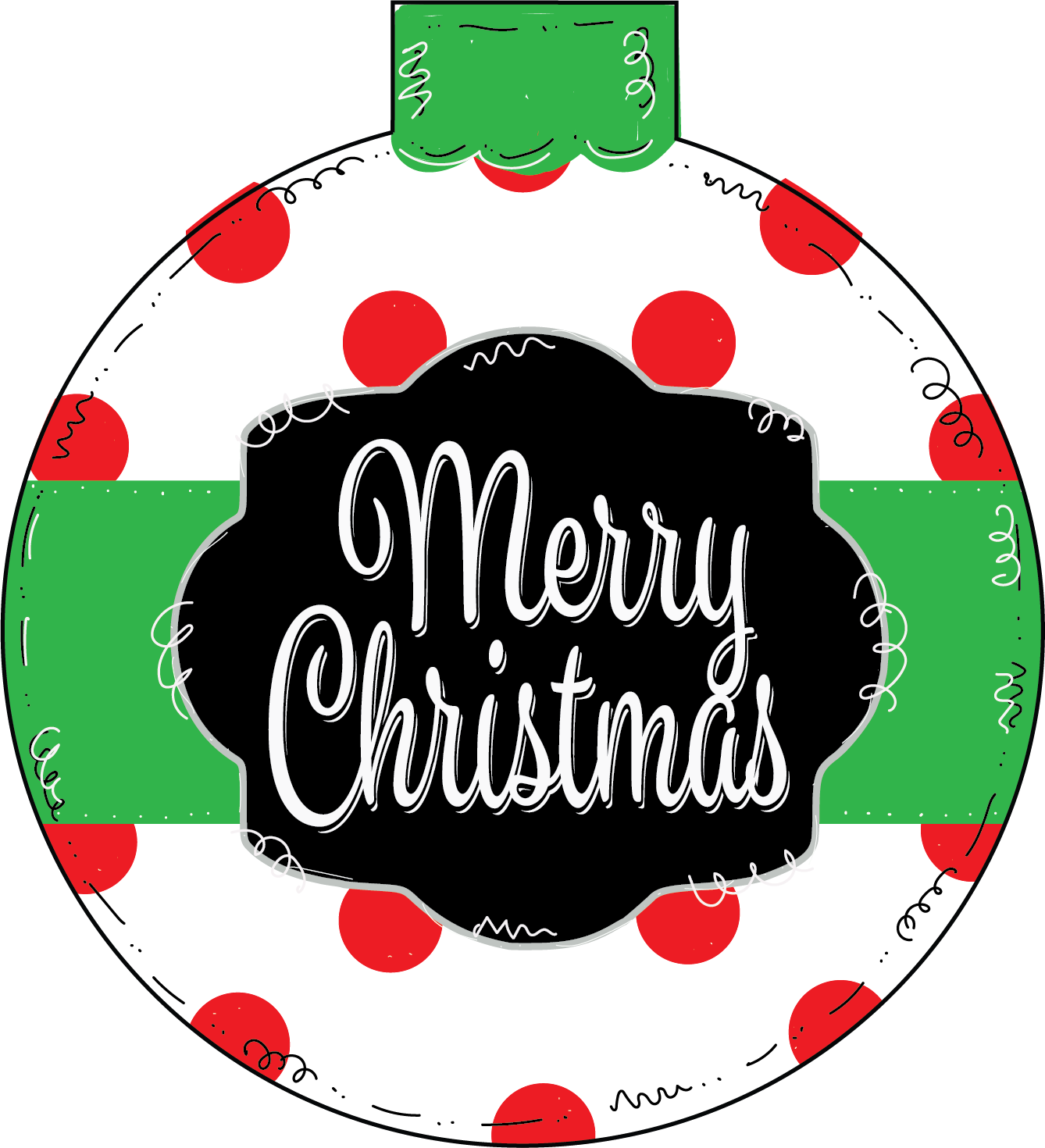 Christmas Ornament Round - White Red Polka Dots