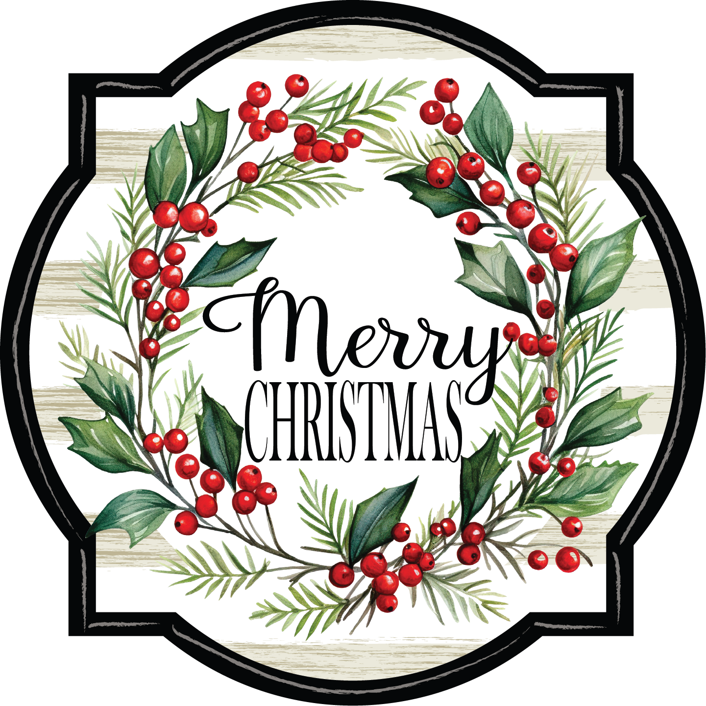 Christmas Square Round Merry Christmas Wreath