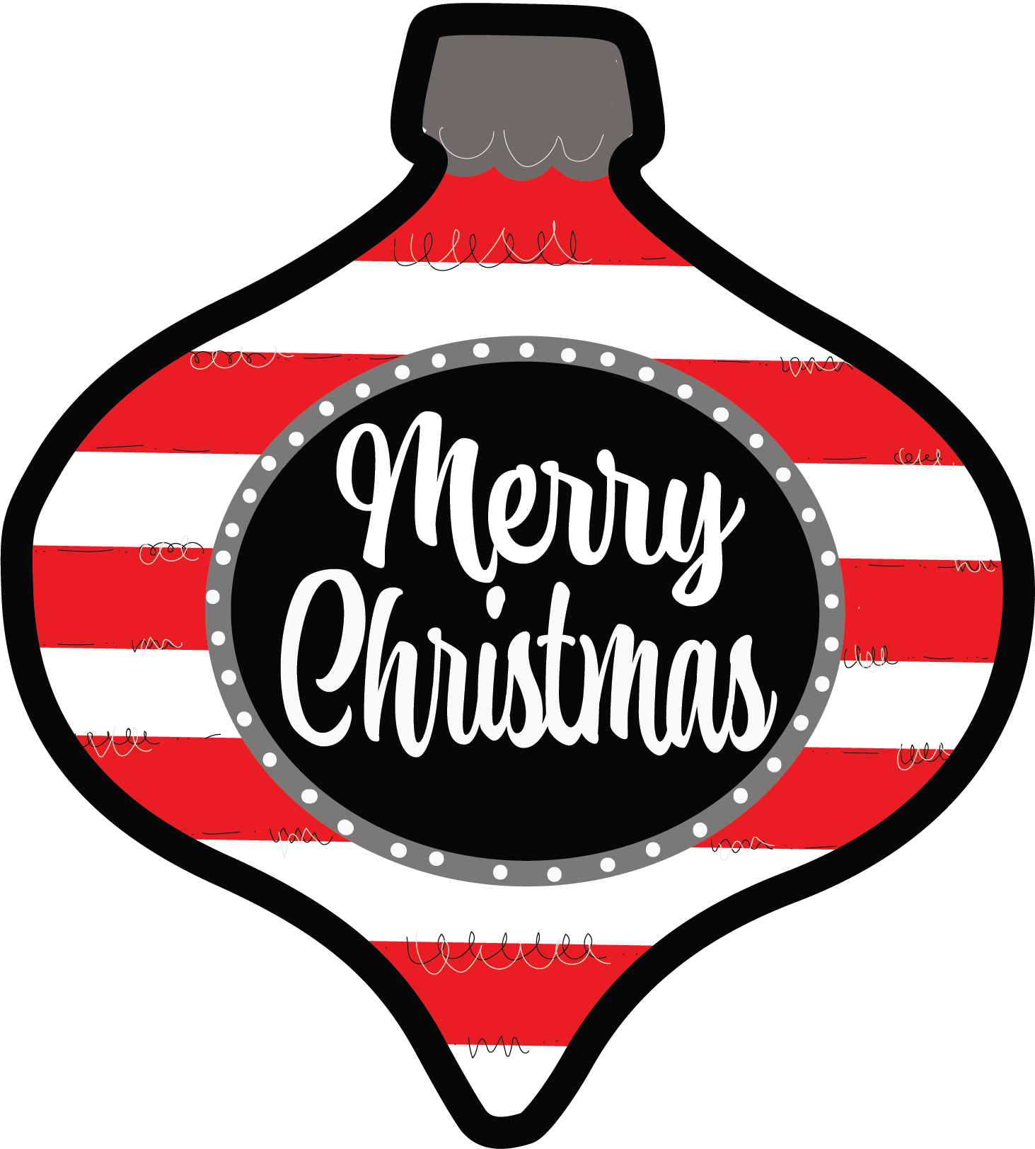 Christmas Ornament Top Shape - Red and Black Stripe