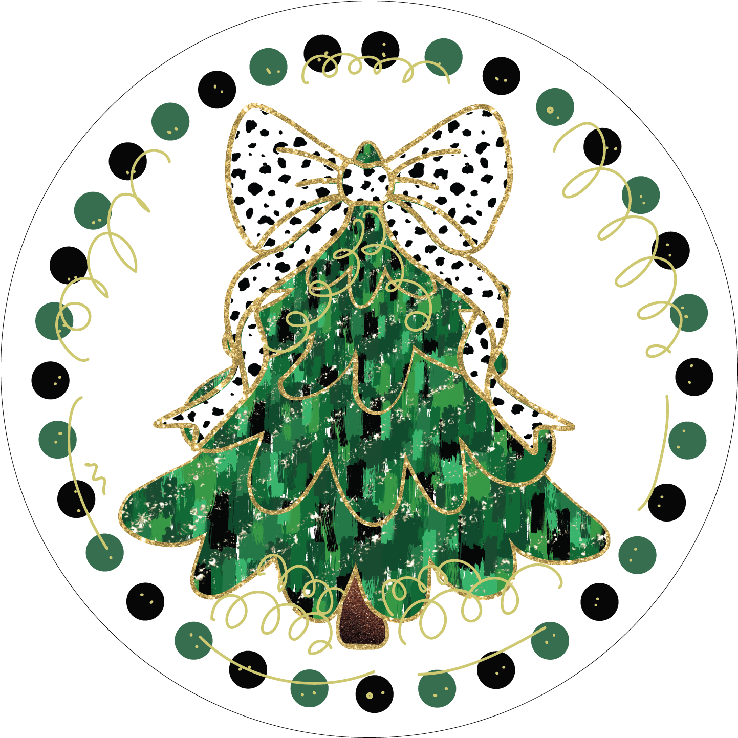 Christmas Circle - Christmas Tree Green and Gold