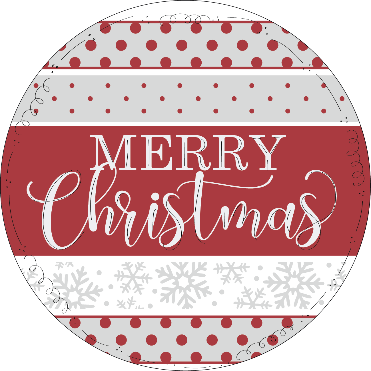 Christmas Circle - Merry Christmas Burgundy and Gray