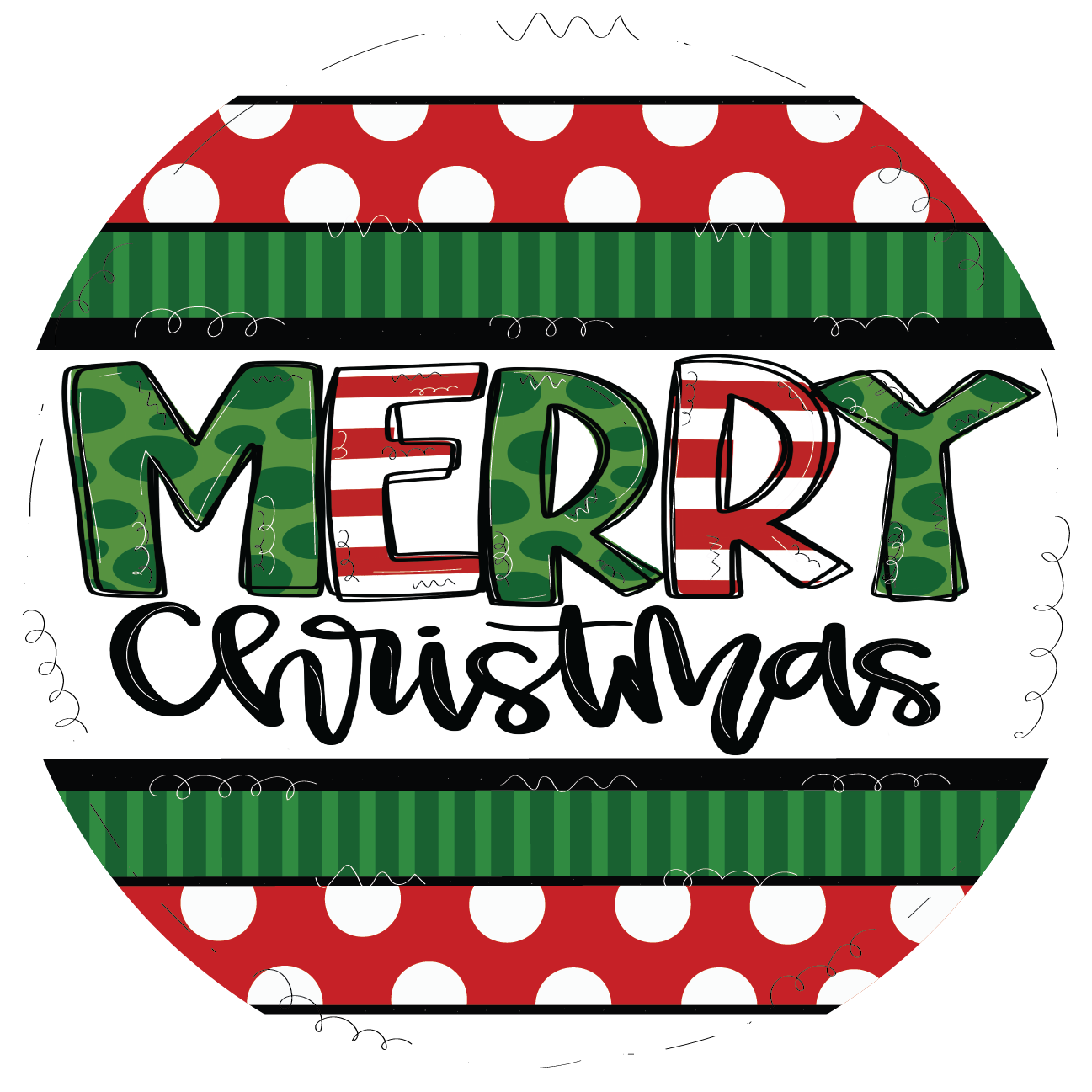 Christmas Circle - Merry Christmas Red and Green