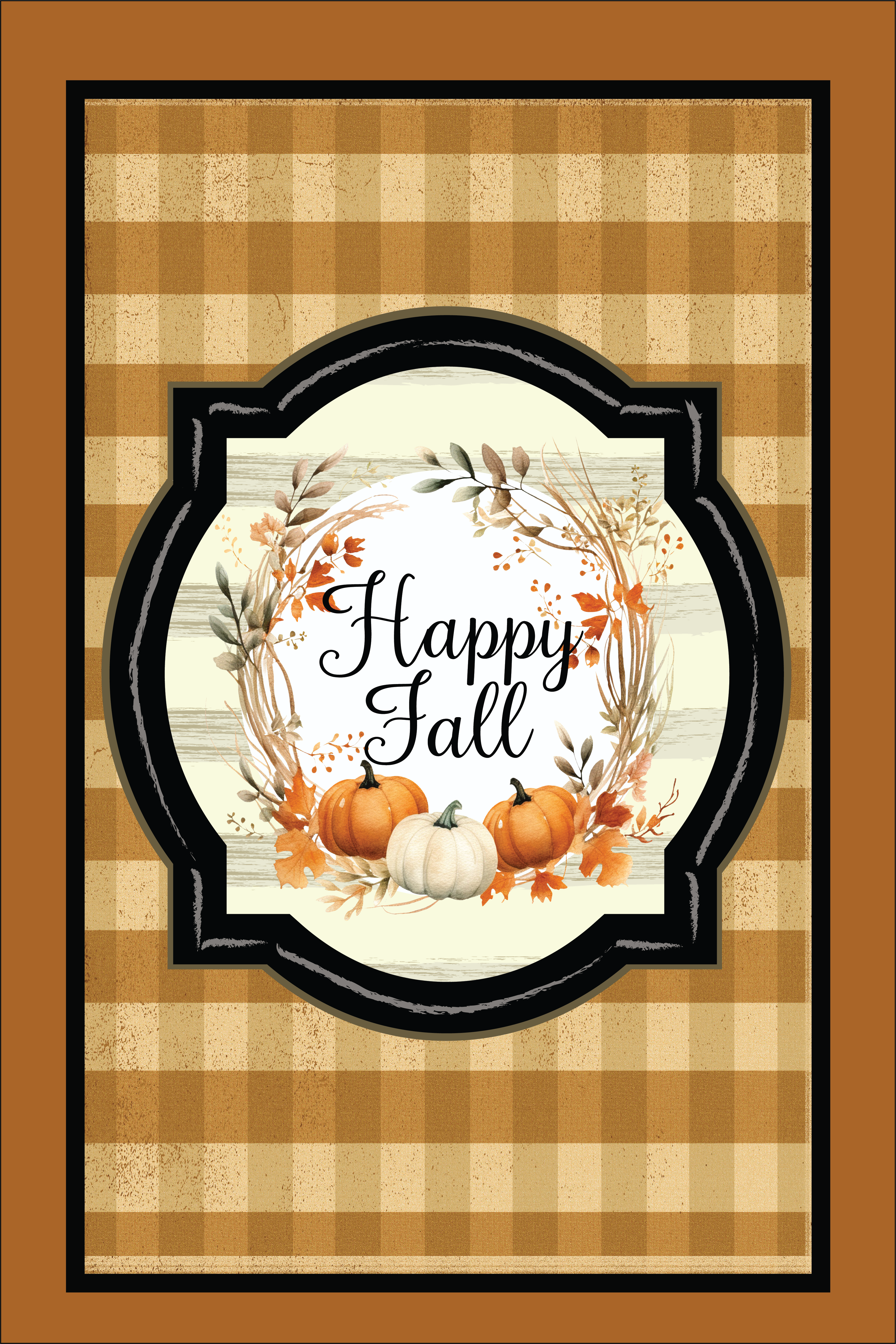 Garden Flag Happy Fall Wreath