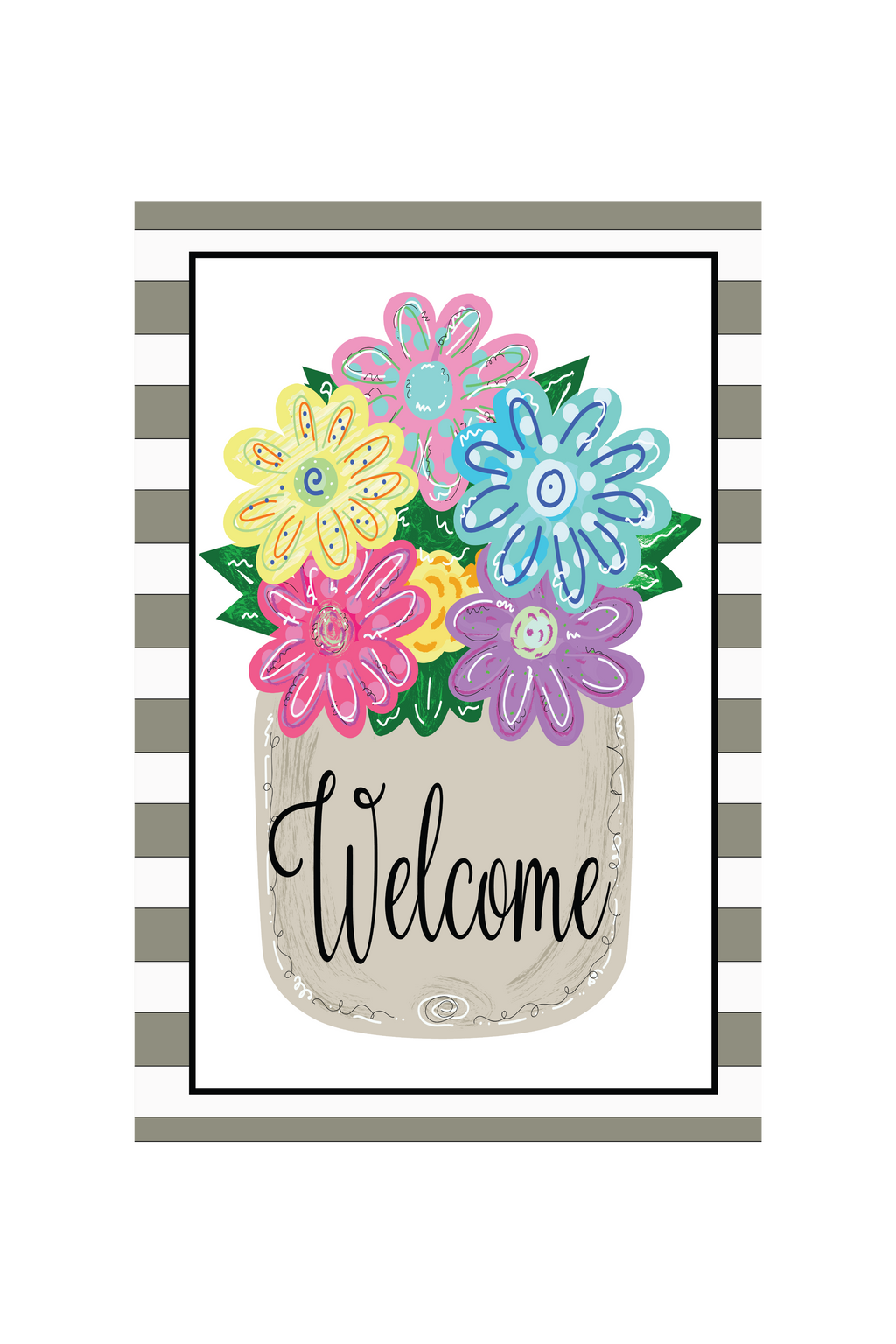 Garden Flag Mason Jar Flowers Tan