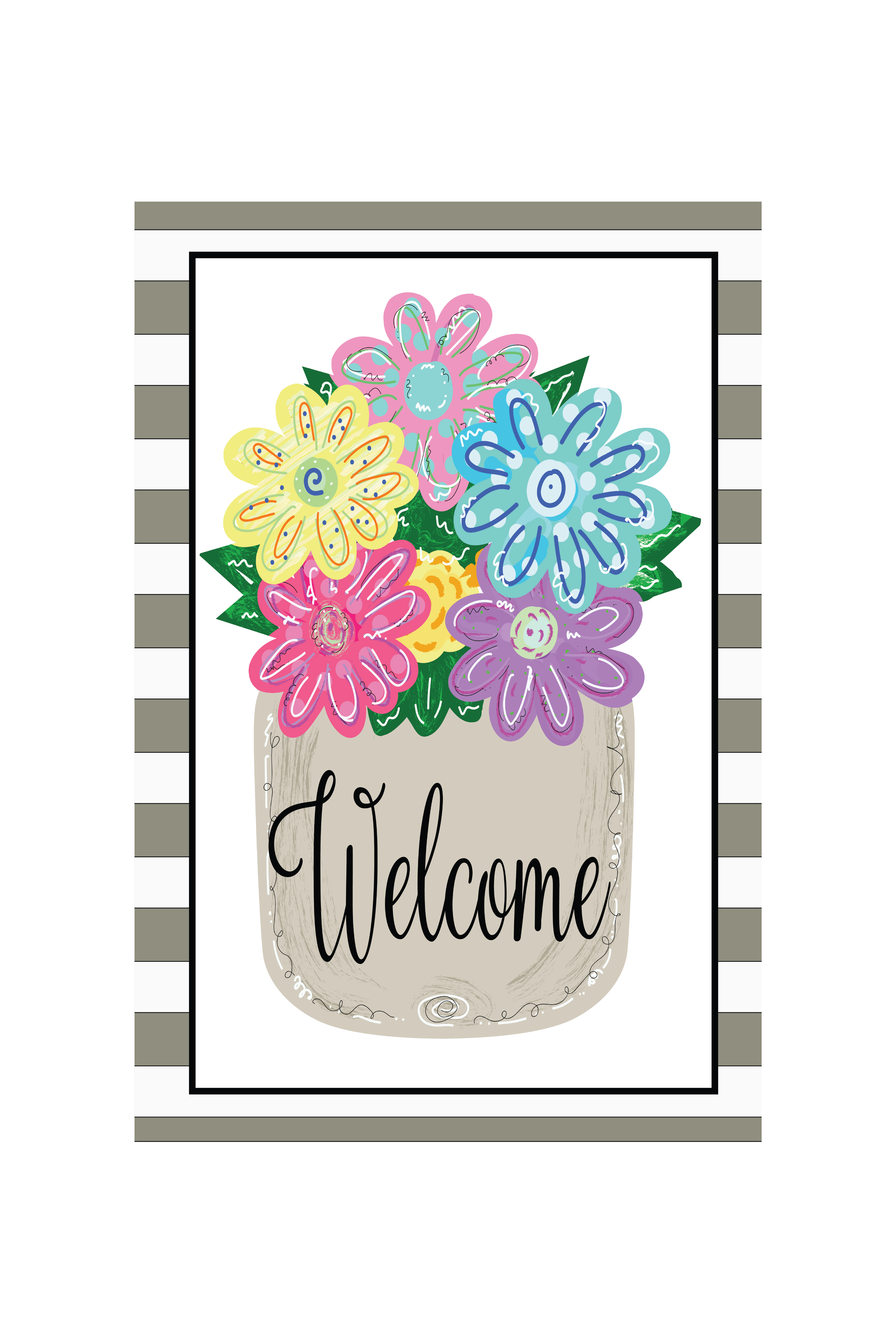 Garden Flag Mason Jar Flowers Tan