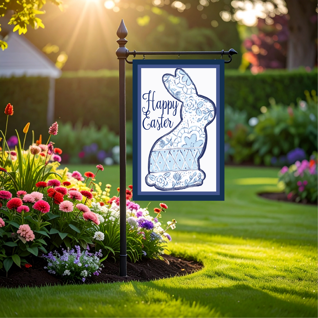 Garden Flag Bunny Blue