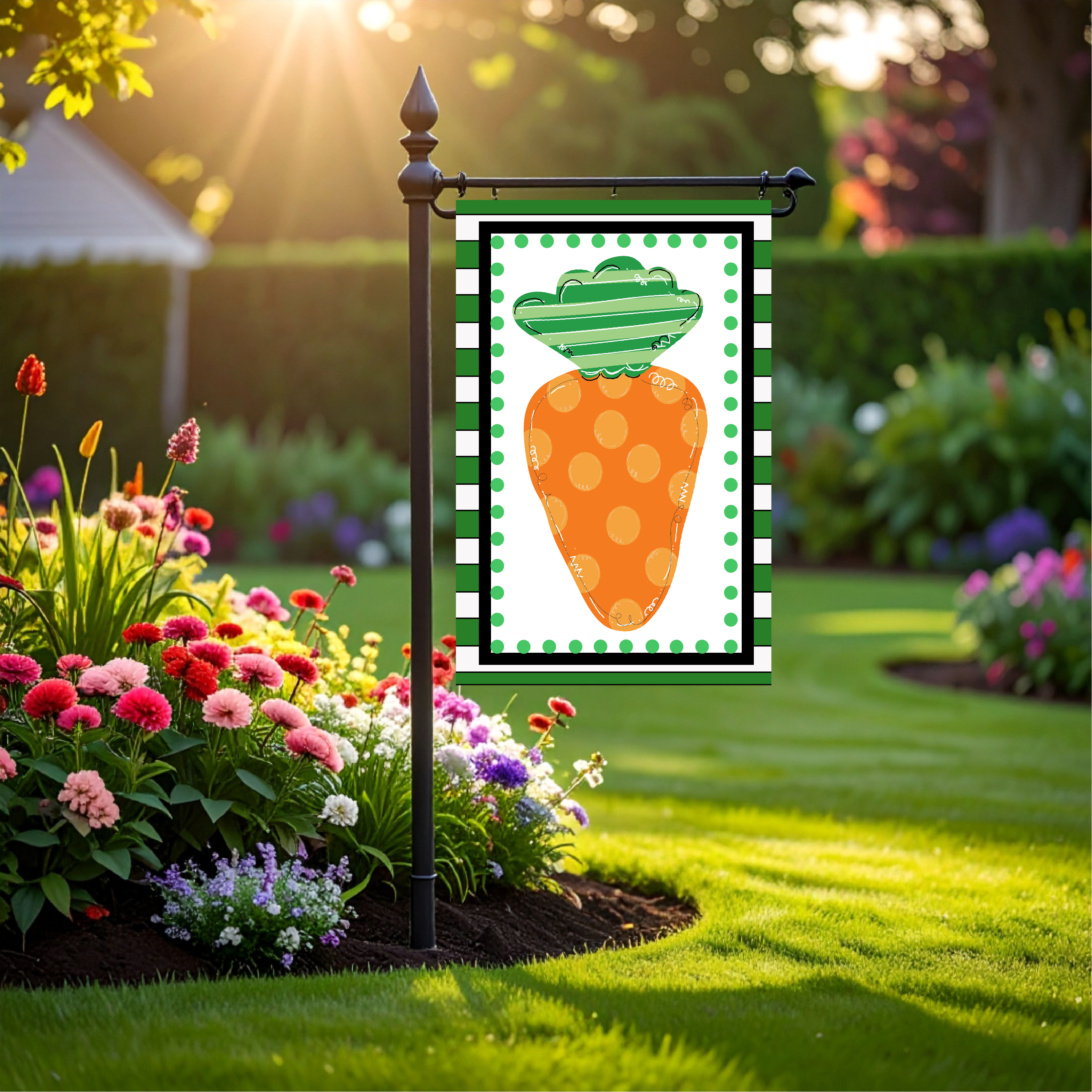 Garden Flag Carrot Polka Dot