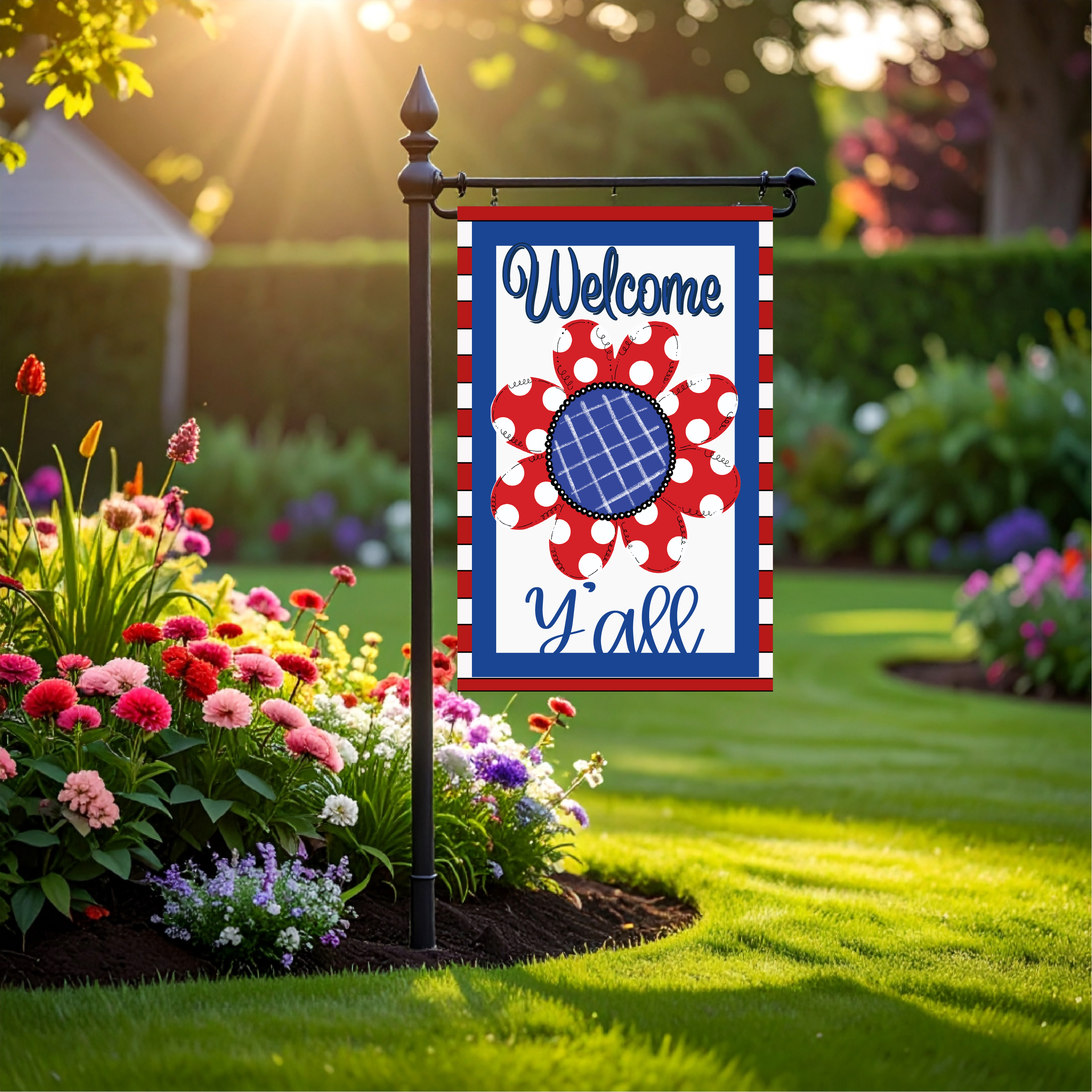 Garden Flag Flower Red