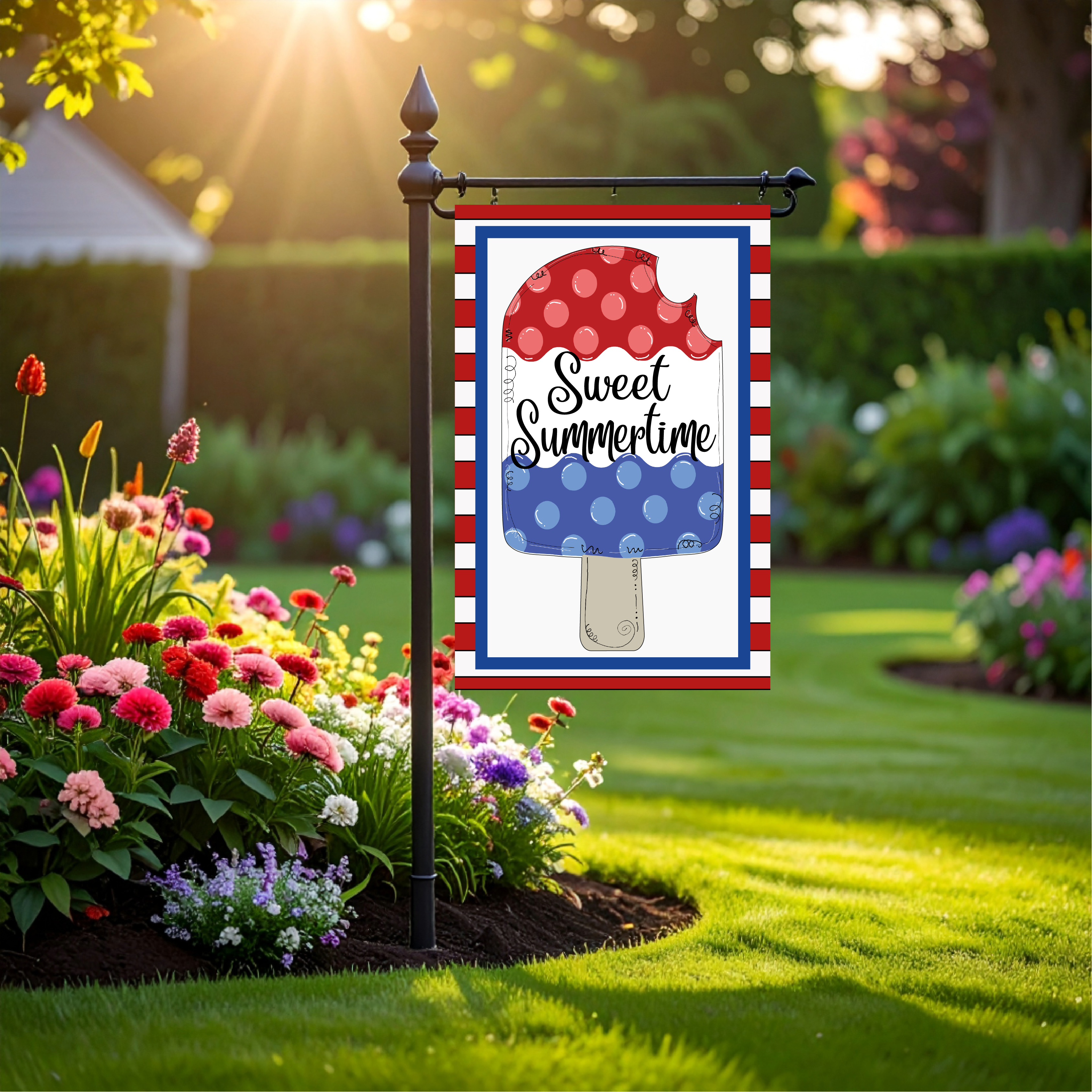 Garden Flag Popsicle Red and Blue