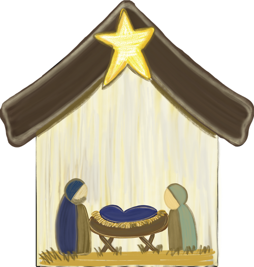 Christmas Manger - For Unto To Us A Child Is Born