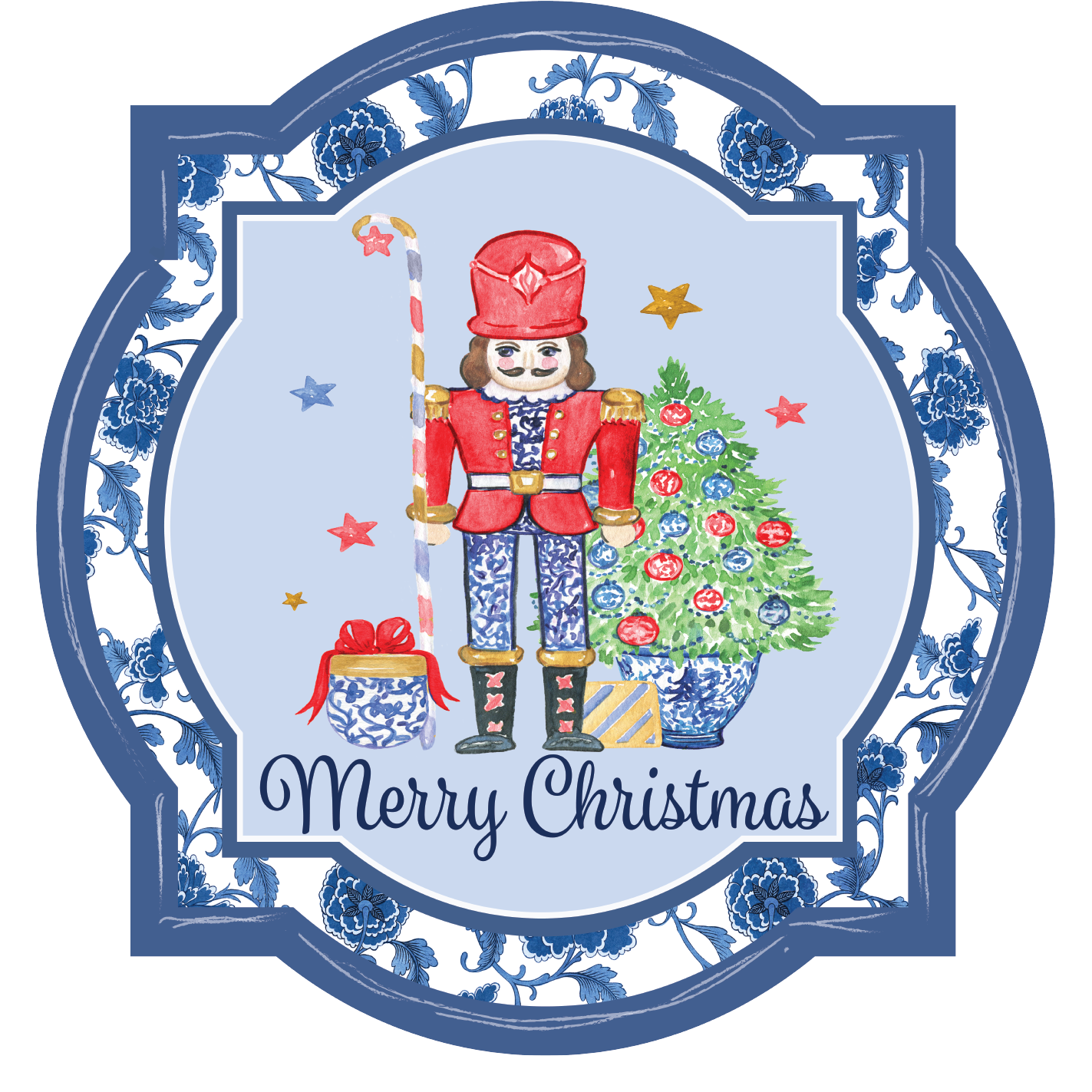Nutcracker Square Round Blue Chinoiserie