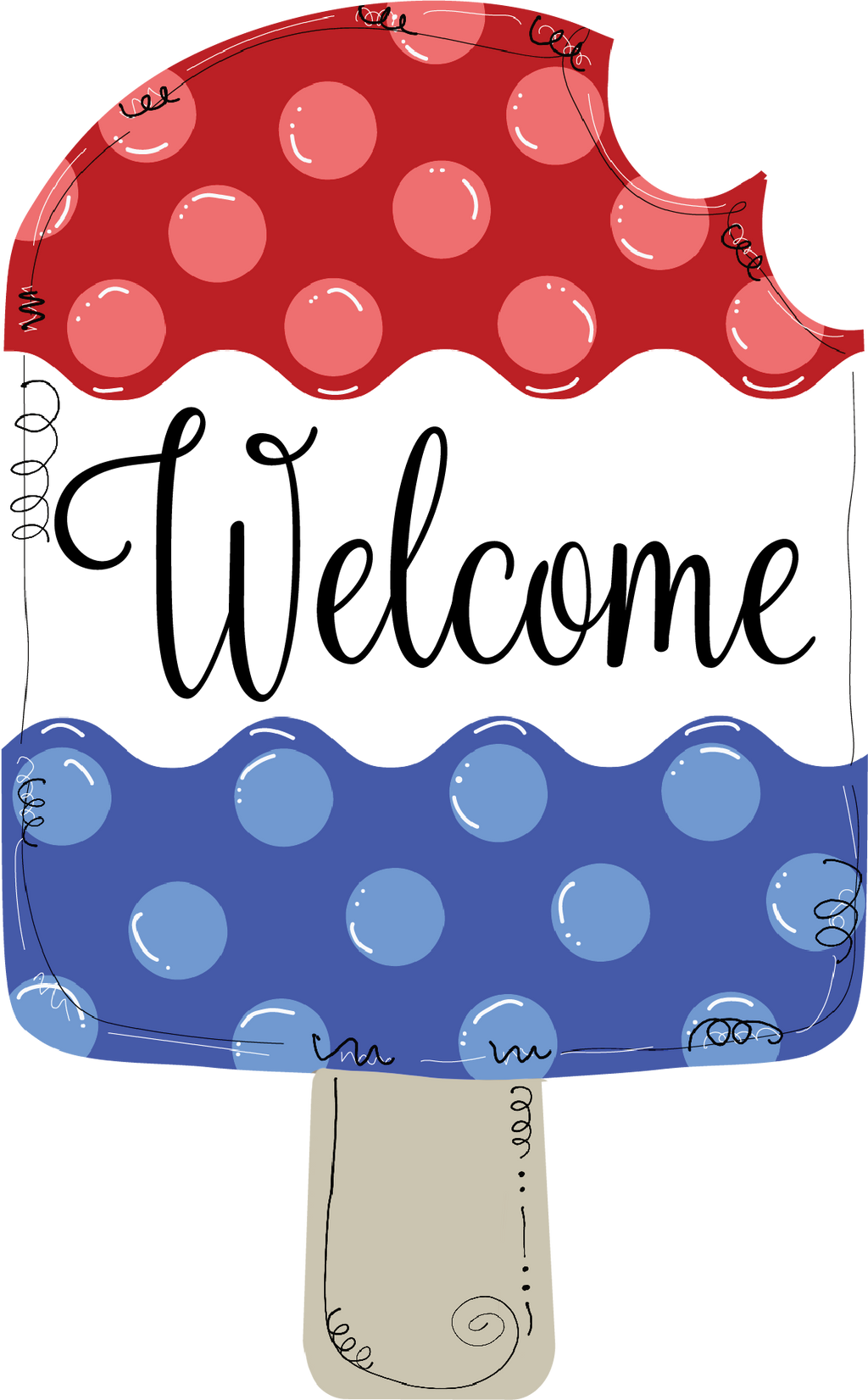 Popsicle Red White and Blue - Welcome