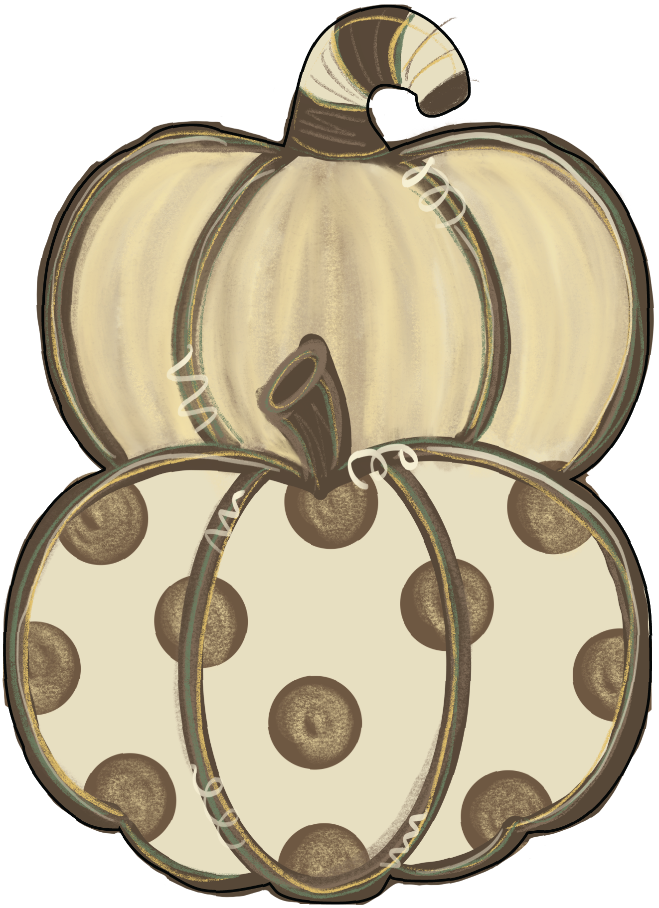 Pumpkin 2 Stack Distressed Cream Polka Dot