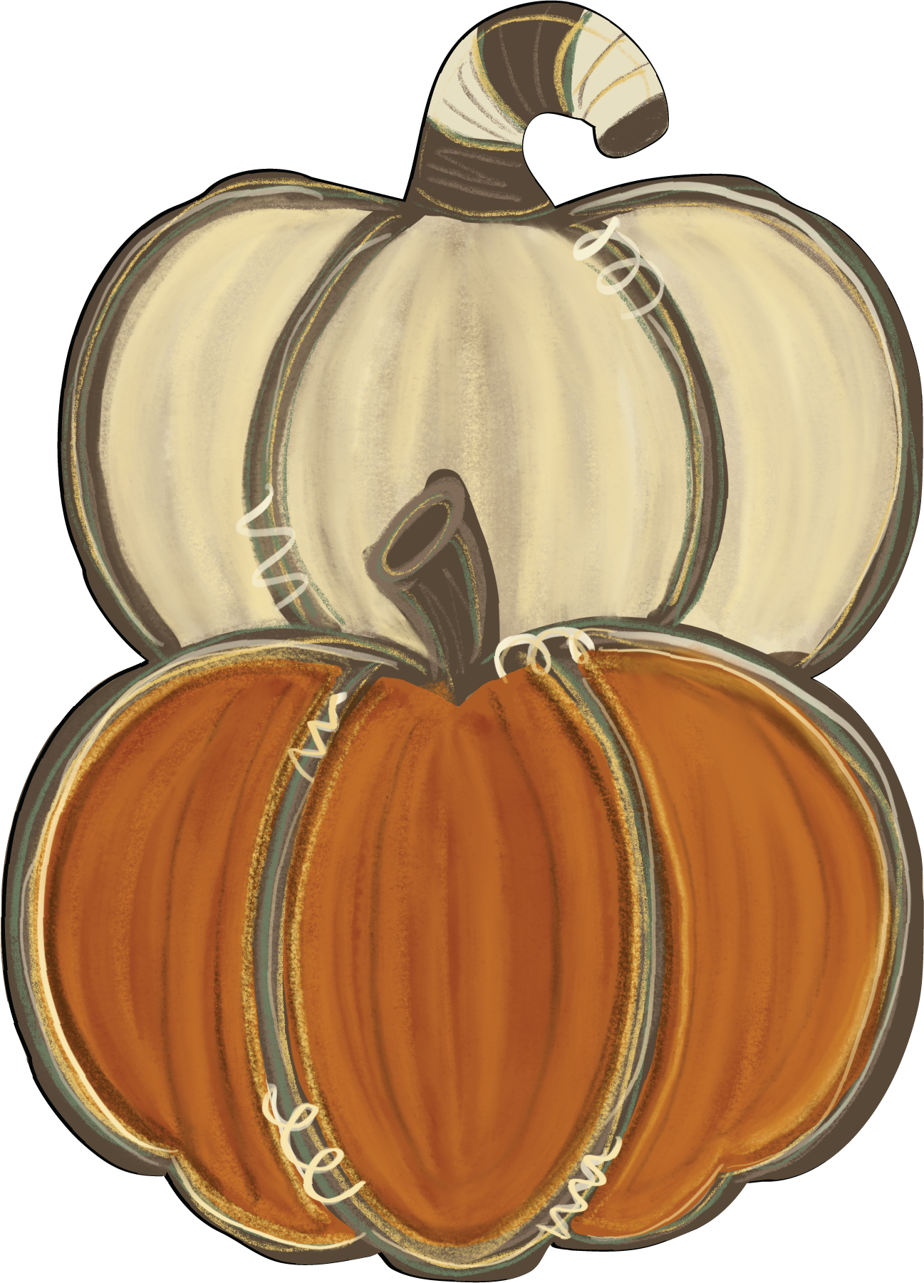 Pumpkin 2 Stack Distressed Orange and Cream