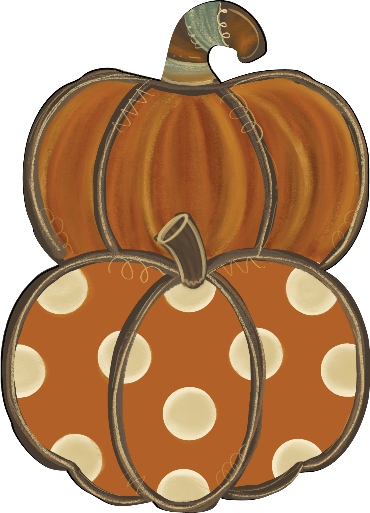 Pumpkin 2 Stack Distressed Orange Polka Dot