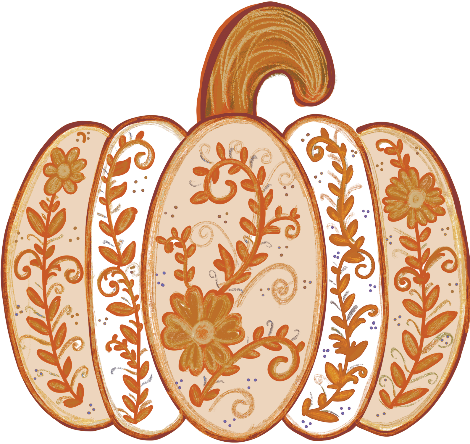 Pumpkin Chunky Orange Chinoiserie