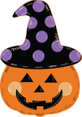Pumpkin Jack O Lantern Purple Polka Dot