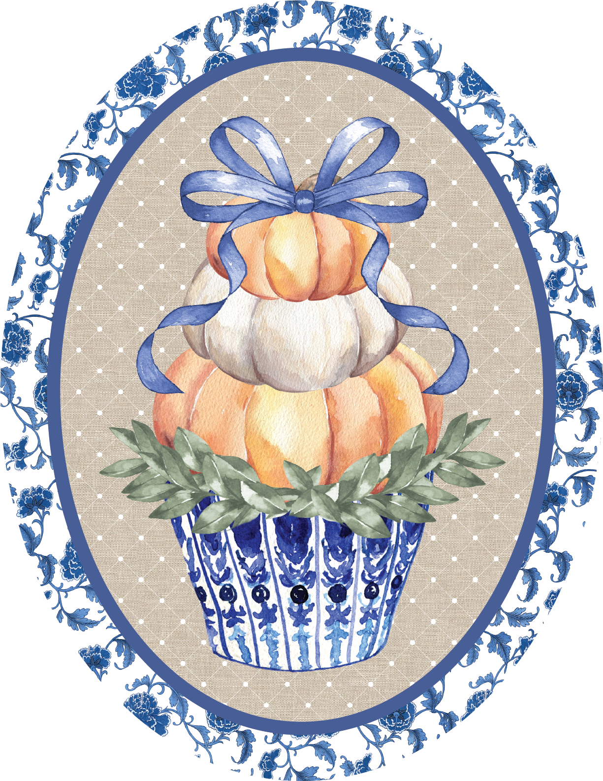 Pumpkin Oval Chinoiserie
