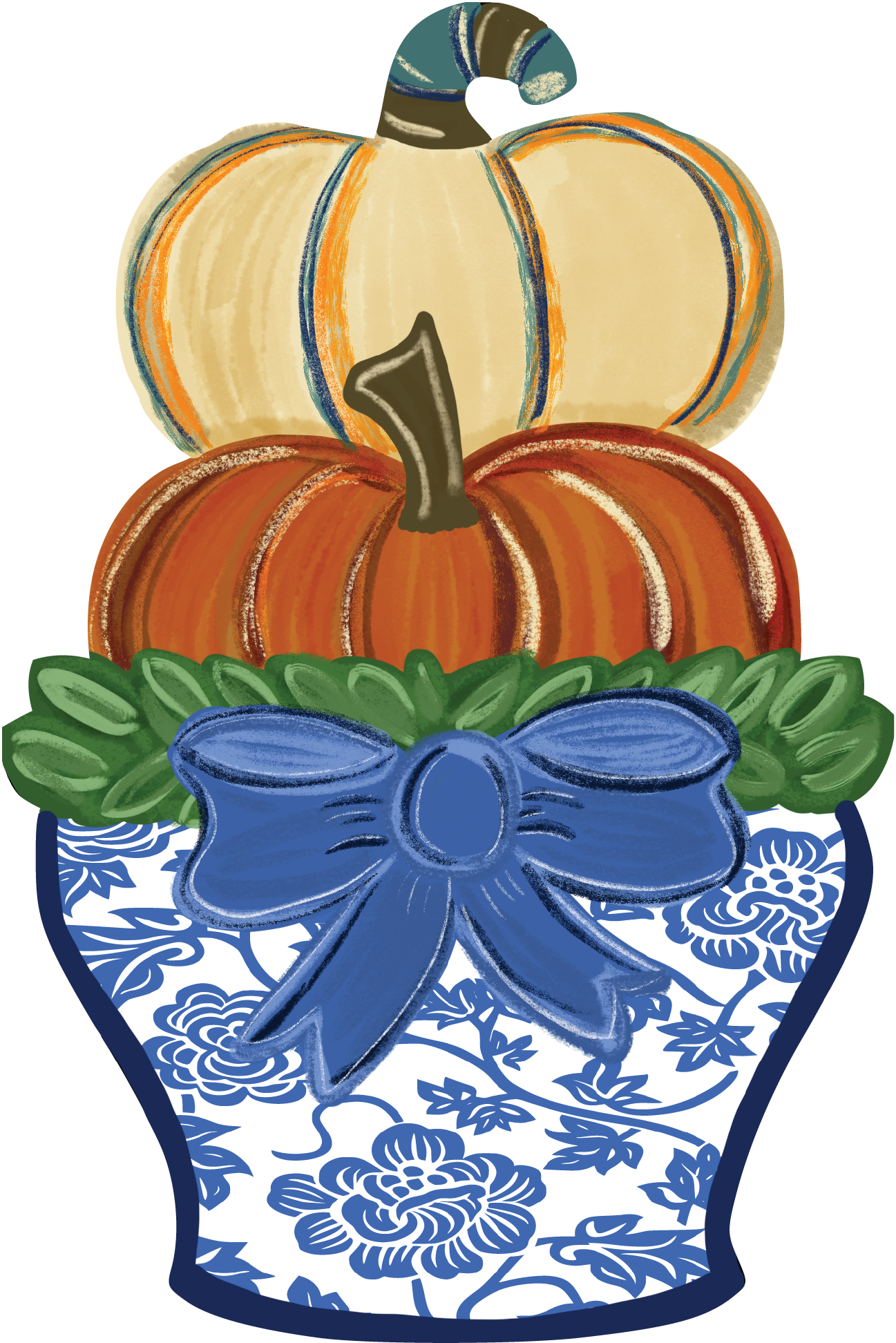 Pumpkin Pot Blue Chinoiserie