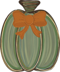 Pumpkin Single Distressed Green with Bow