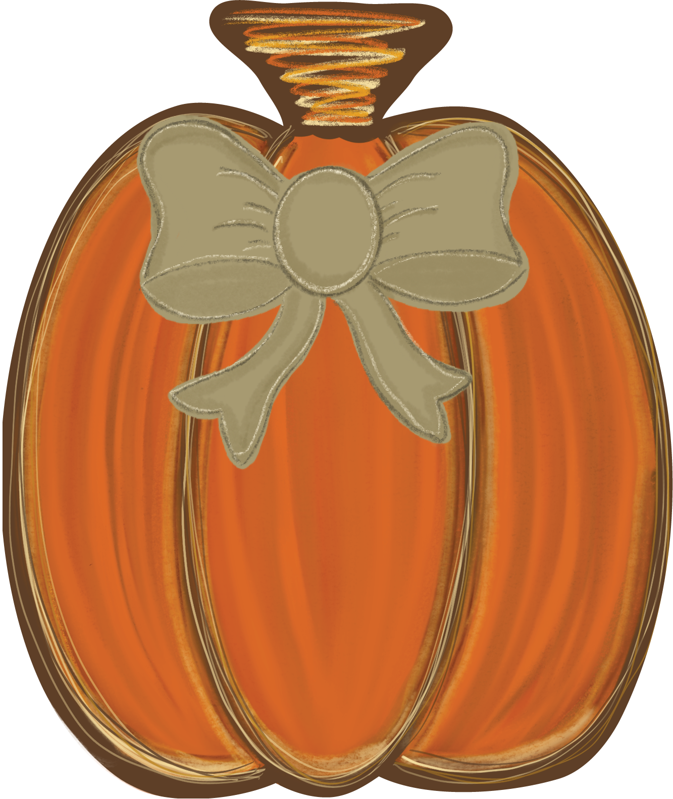 Pumpkin Single Distressed Orange with Bow