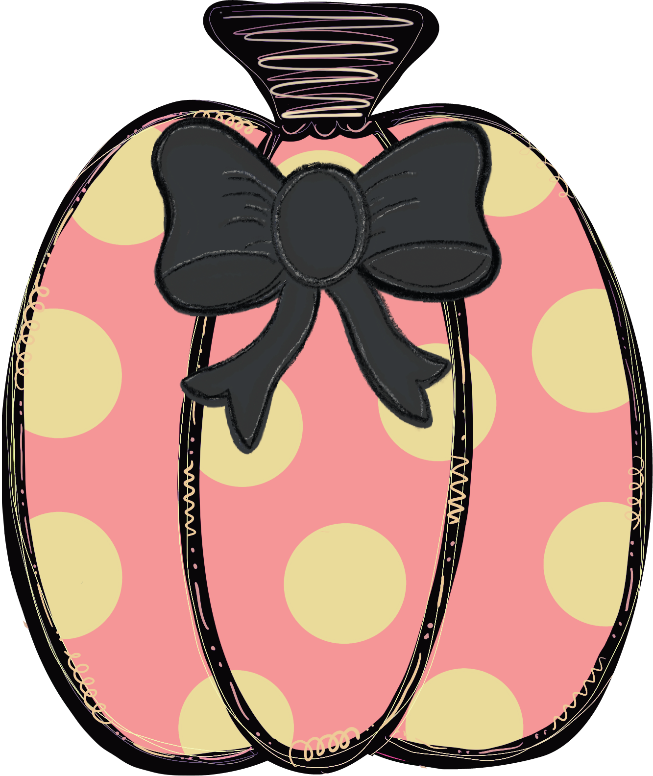 Pumpkin Single Pink Polka Dot with Bow