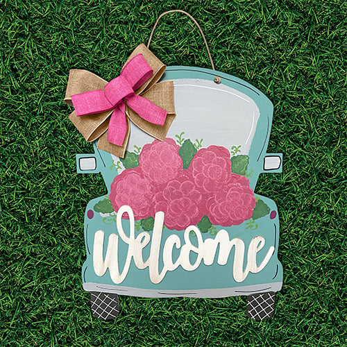 Teal Truck Pink Hydrangea