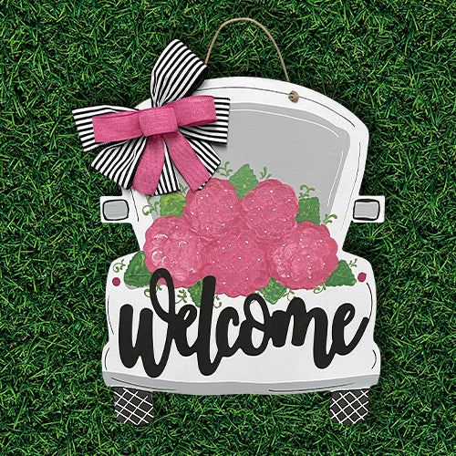 White Truck Pink Hydrangea