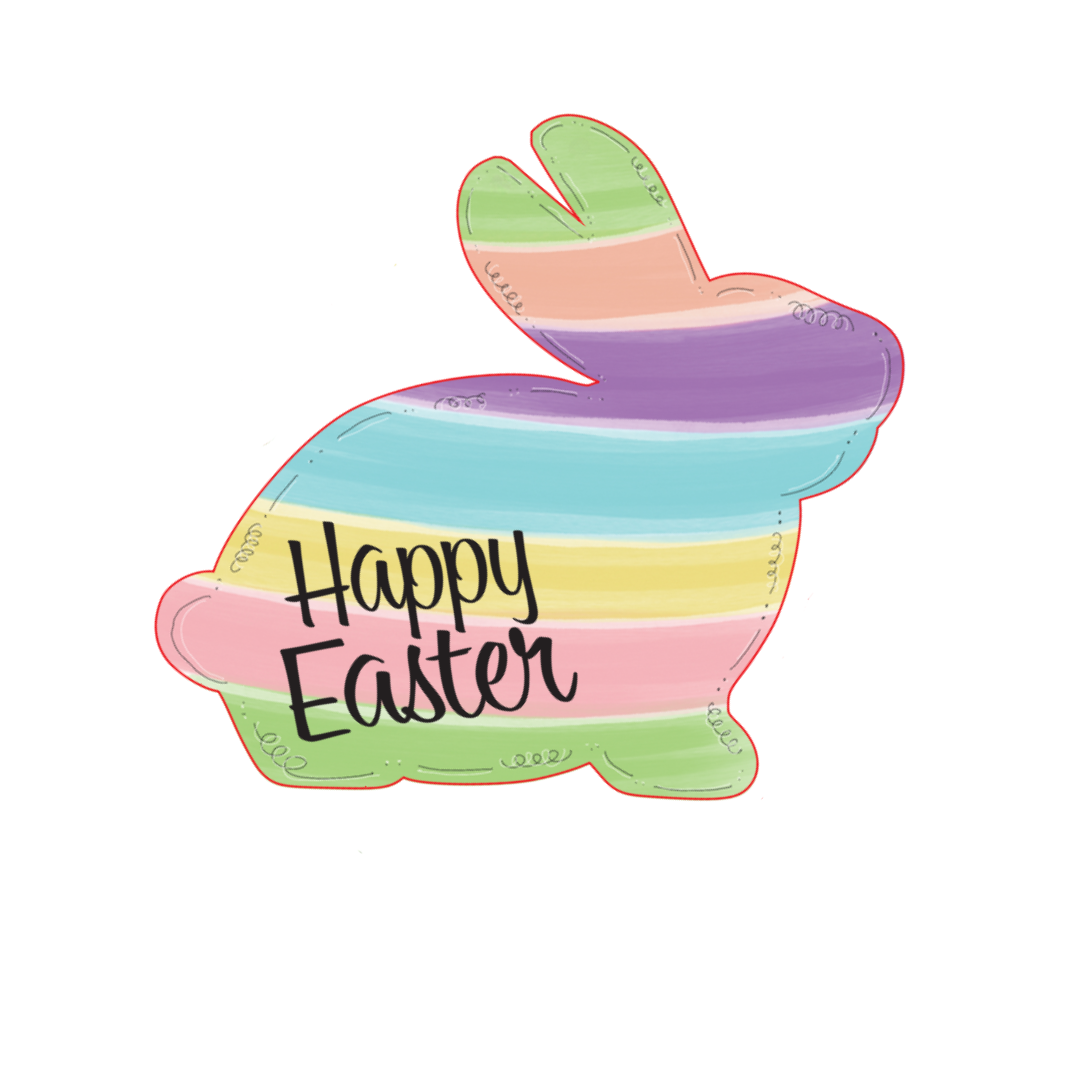 Rainbow Stripes Happy Easter Bunny