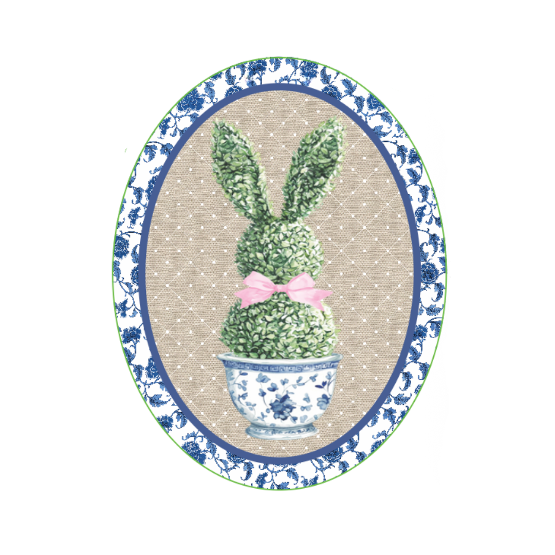 Oval Chinoiserie Bunny