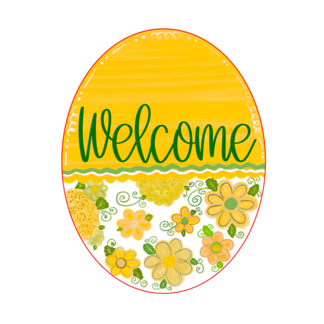 Welcome Yellow Oval