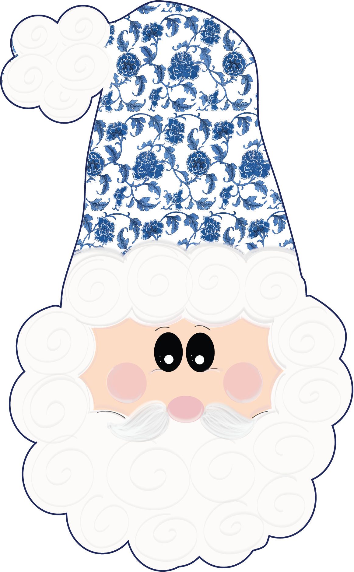 Santa Head Blue Chinoiserie Hat