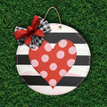 Black & White Striped Valentines Door Hanger