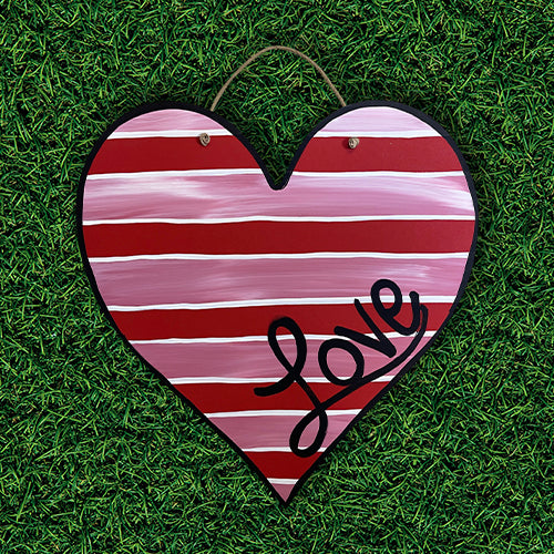Striped LOVE Heart Door Hanger