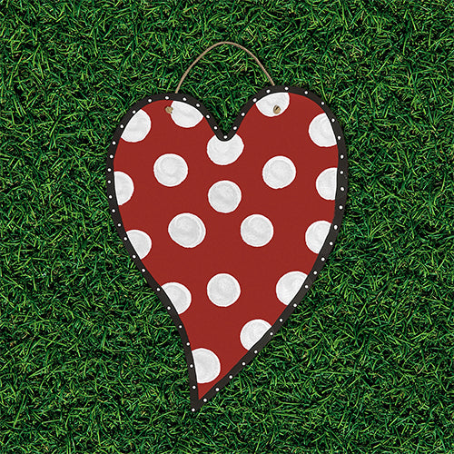 Whimsical Red Polka-Dot Heart Door Hanger