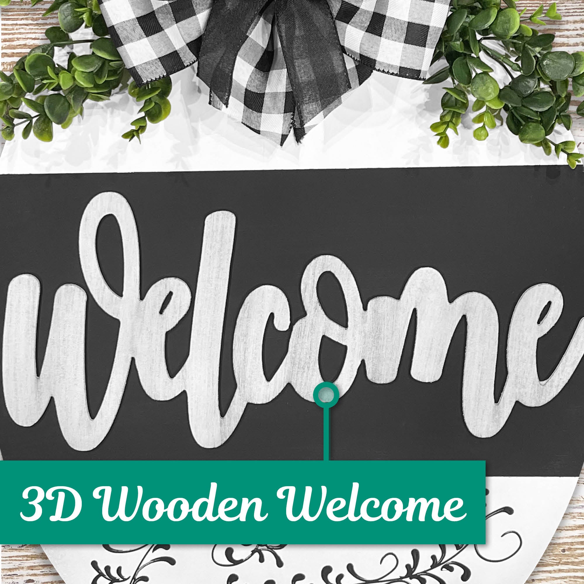 Welcome Oval Black White