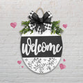 Welcome Oval Black White
