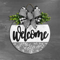 Welcome Gray & White Scroll