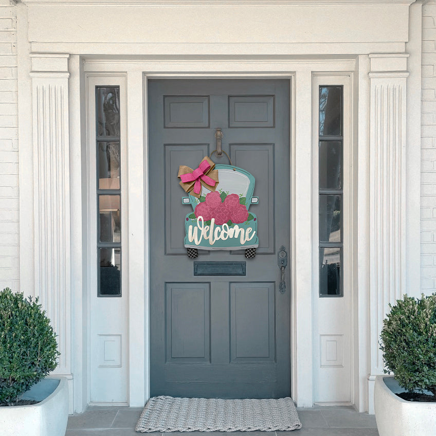 Teal Truck Pink Hydrangea