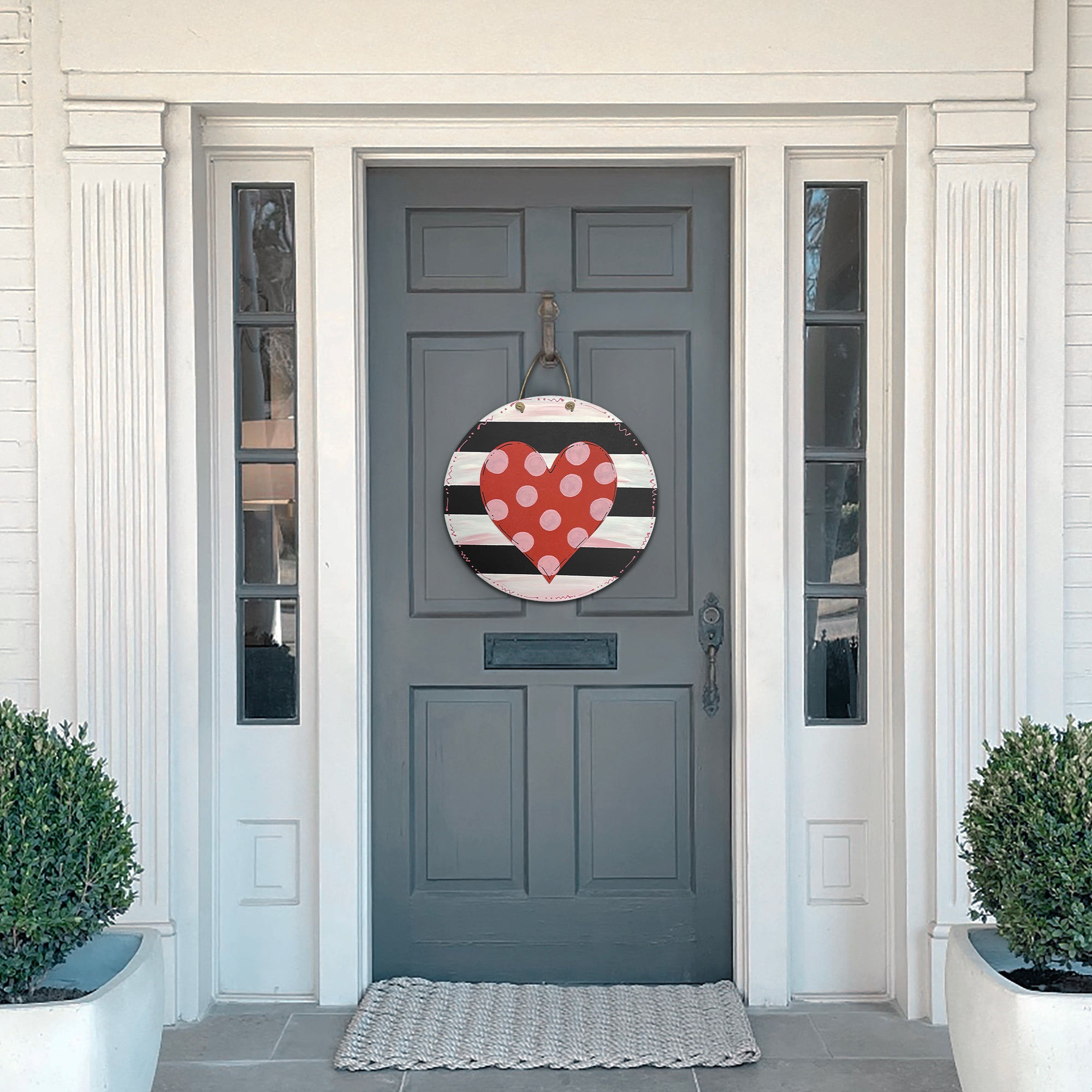 Black & White Striped Valentines Door Hanger