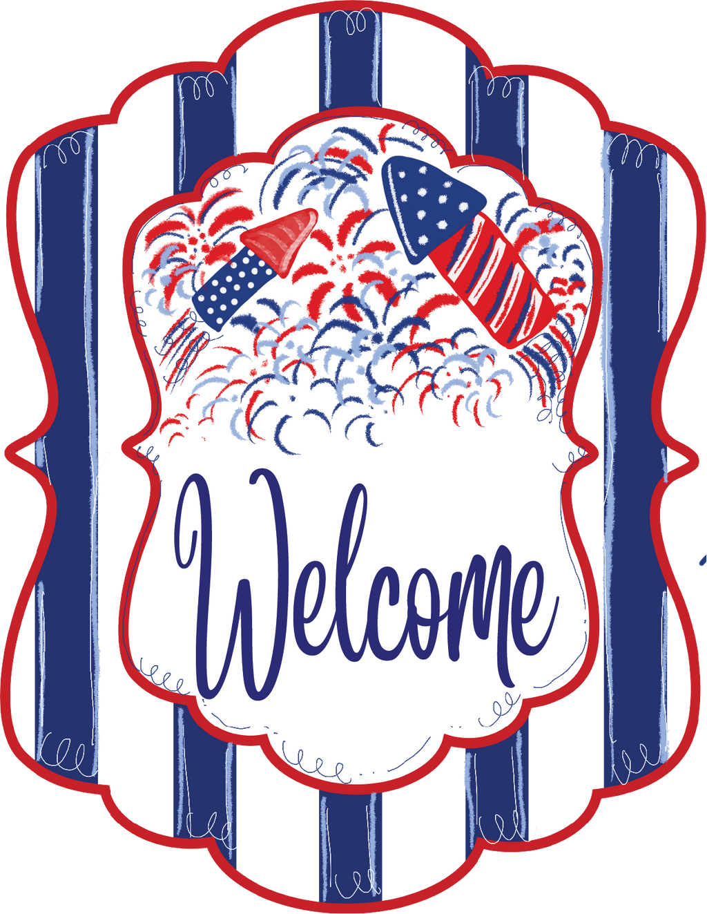 Whimsical Sign Fireworks - God Bless The USA